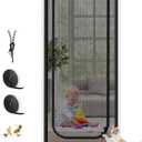 Dixutzi Reinforced Cat Screen Door Fits Door Size 36''x 80'', Heavy Duty Pets Proof Screen Door with Zipper, Prevent Dogs Cats Running Out from Home (Black)
