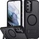 for Samsung Galaxy S21 Case, [Compatible with MagSafe], Adjustable Kickstand,Military Grade Drop Tested, Translucent Matte Phone Case for Galaxy S21 Case (Black)