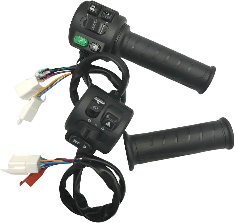 Fardriver Hall Type Twist Throttle Set,Three Speed/Reverse/Parking/Horn/Light Functions for Electric Motorcycle,Compatible with Fardriver Controller