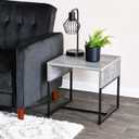 Household Essentials Slate Concrete Table with Black Iron Base, 18 inches x 18 inches x 18 inches