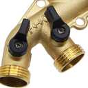 ATDAWN 4 Way Brass Hose Splitter, 3/4" Brass Hose Faucet Manifold, Garden Hose Adapter Connector