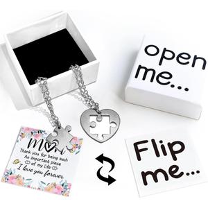 2 x Funny Mother's Day Gifts for Mom Wife Grandma Daughter Gigi from Son Daughter I Love You Thank You Mom Birthday Christmas Gifts Necklace Matchbox Gift