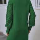HUUSA Winter Dresses for Women 2025 Fall Puff Long Sleeve Sweaters Loose Mock Neck Outfits Sexy Mini Dress Going Out (Green, M)