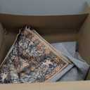 Phantoscope Washable Area Rug 6'x9' Non-Slip, Vintage Neutral Rugs for Living Room, Bedroom, Dining Room, Distressed Boho Floral Medallion Pattern, Low-Pile Foldable Carpet, Brown/Charcoal Spice