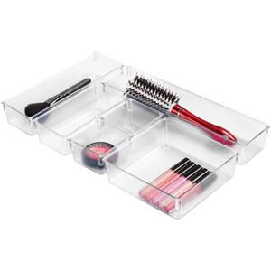 iDesign Plastic In Drawer Organizer Trays for Kitchen Utensils, Silverware, BPA-Free, Set of 6, Clear