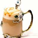 Best Gifts For Women Mom Blue Glass Coffee Tea Mug Unique Birthday Christmas Gift For Women Who Have Everything, Gift For Her Tea Cup with Spoon Sets (Blue-Tal)