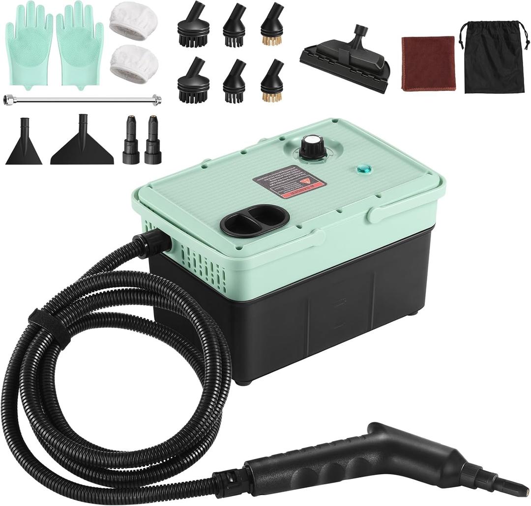 2500W Steam Cleaner - Adjustable 6-Level Steam Control, 15s Fast Heat, 1.6QT Water Tank, Portable High-Pressure Steamer for Home, Car, Grout