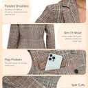 ELLEVEN Womens Casual Plaid Blazer Lapel Collar Double Button Long Sleeve Boyfriend Blazer Suit Houndstooth Plaid Blazer Jacket Business Work Office Blazer Suits Brown Plaid, Small
