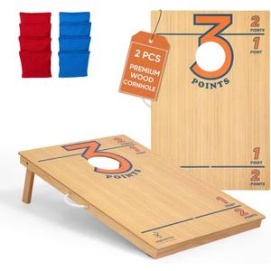 Regulation Cornhole Board Set - Premium Solid Wood,8 Cornhole Bags 2x3ft