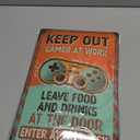 LANOLU Vintage Tin Sign - KEEP OUT Gamer at Play sign, Do Not Disturb I'm Gaming, Video Game Metal Sign, Gamer Room Decor for Men, Retro Wall Decor, 12x8", Set of 2