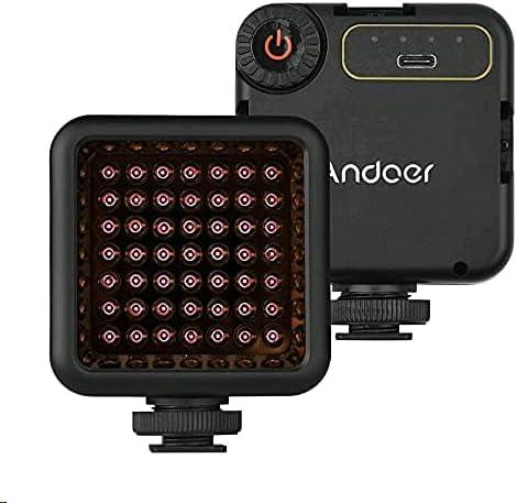 Mini IR Night Vision Light Infrared Photography Light for Video Camera Camcorder Built-in Rechargeable Battery with 3 Cold Shoe Mount for Vlog Video Recording