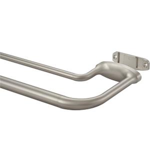 Mayrhyme Brushed Nickel Double Curtain Rods for Windows 48-84 Inches,1 Inch Adjustable Double Wrap Around Blackout Curtain Rod with Aluminum Finials and Brackets, Pack of 2