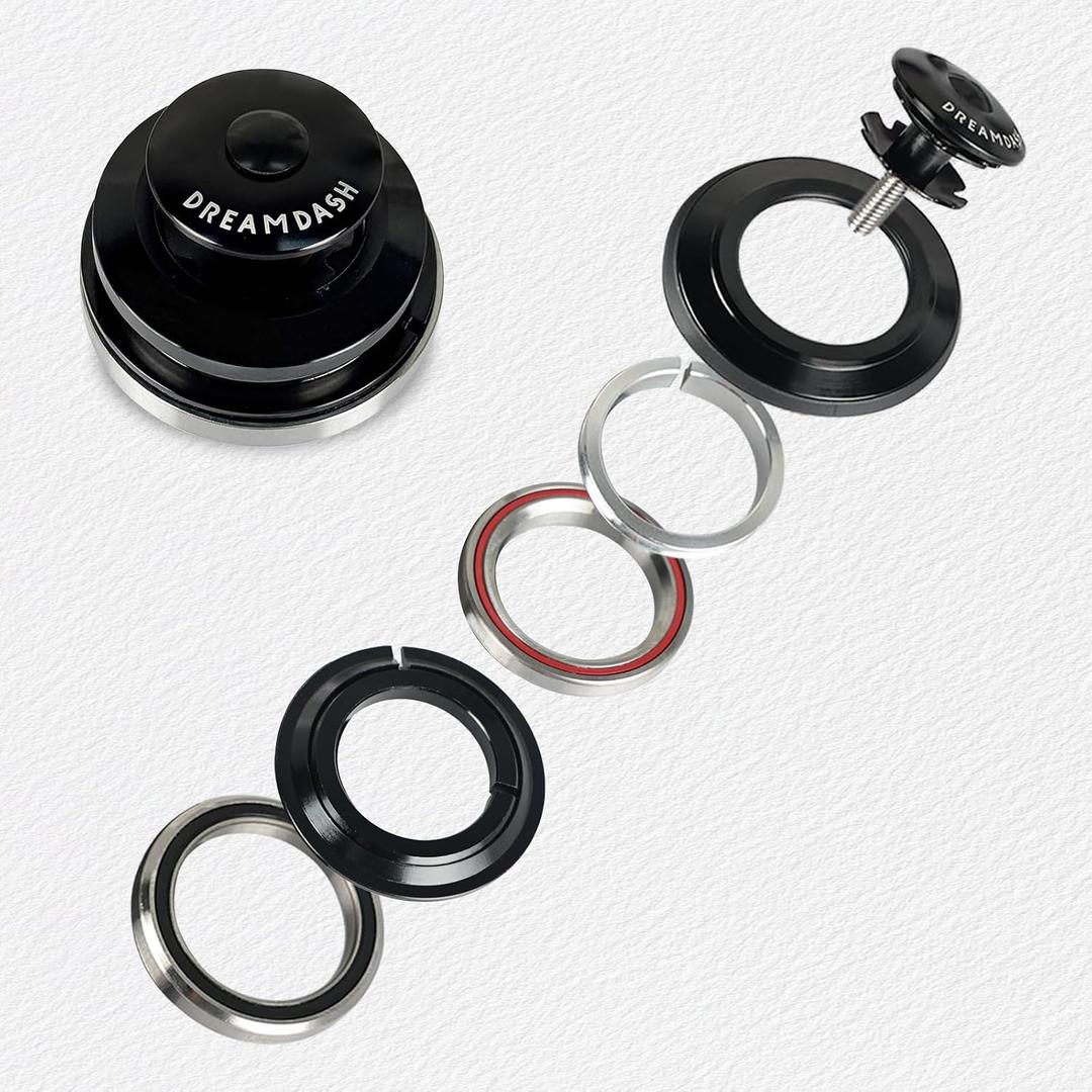 1-1/8'' to 1-1/2'' Bike Bearing Headset,Aluminum Alloy Integrated Double Bearings for 41.8mm/52mm Straight Head Tube,Lightweight, Strong and Corrosion-Resistant for Mountain Bike,Road Bicycle