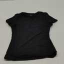 SUUKSESS Women Double Lined Fitted Basic Tee Crew Neck Short Sleeve Y2K Crop Top (Medium, Jet Black)