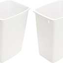 Plastic Trash Can - 35-Quart (9-Gallon) - Indoor Garbage Bin for Kitchen, Home, Office and Commercial Use - Large Waste Disposal Tub, Plastic Waste Container- White. 2 Pieces
