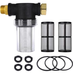 Garden Hose Filter for Pressure Washer Inlet Water, Inline Filter for Sediment, 40 Mesh Screen, Extra 2 Pieces100Mesh Screen Kit
