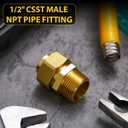 Frienda 8 pack 1/2" NPT Brass Pipe Fittings CSST Male NPT Pipe Fitting Male Threaded Hex Nipple Brass Tone Gas Connect Adapter Grill Propane Conversion Connector