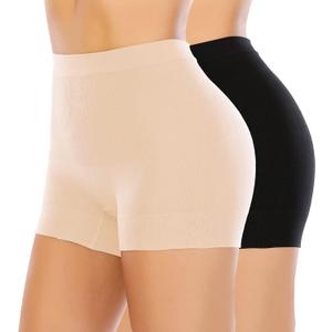 Seamless Shaping Boyshorts Panties for Women Slip Shorts Under Dress Shapewear Shorts Tummy Control Underwear (Medium, B# Black+beige)