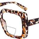 OCCI CHIARI Large Oversized Reading Glasses Women Square Vintage readers (Z Bifocal-demi)