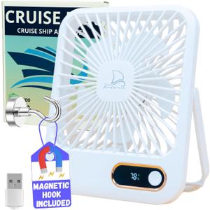 Travel Fan for Sleeping - Up To 16 Hours Battery Life - Small Desk Fan Cruise Ship Approved - Folding & Portable, Plug-In And Battery Powered