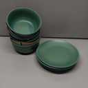 AmorArc Ceramic Dinnerware Sets for 4, 8 Pieces Handpainted Plates and Bowls Set, Scratch Resistant Stoneware Dishes Set, Dishwasher & Microwave Safe, Jade Green