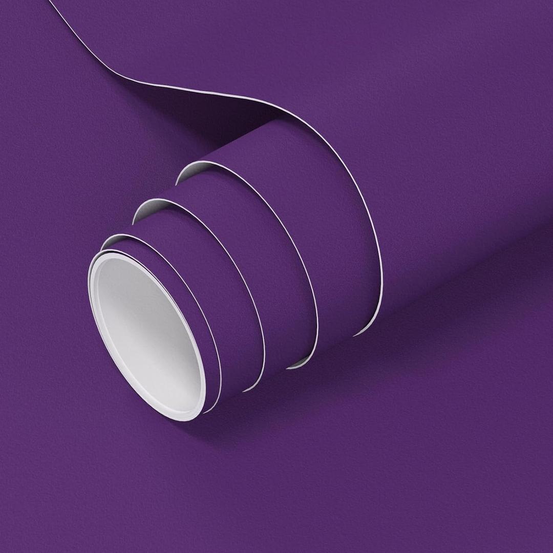 23.7 x 393.7 Inches Dark Purple Contact Paper Soild Color Wallpaper Peel Stick Wallpaper Vinyl Waterproof Adhesive for Cabinet Kitchen Shelf Liner Walls