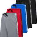 Real Essentials 5 Pack: Mens 9" Mesh Shorts Athletic Gym, Workout, Basketball, Running, Casual Lounge Activewear Pockets (XL)