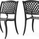 Christopher Knight Home Hallandale Outdoor Cast Aluminum Chairs, 2-Pcs Set, Antique Matte Black
