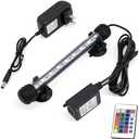 7 inch RGB Aquarium Lights, Underwater Fish Tank Lights IP68 Waterproof Color Changing Adjustable Memory Submersible Remote Control Aquarium Tank Sucker Hood Strip Lamp Waterfall Lights