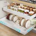 2 Pack Pull out Cabinet Organizer 21" Deep With Raising Pad for Framed Cabinets,Expandable (15.2"-26.3"W) Slide out Drawers for Kitchen Cabinets with 4pcs Divider Racks,Roll out Shelves,White