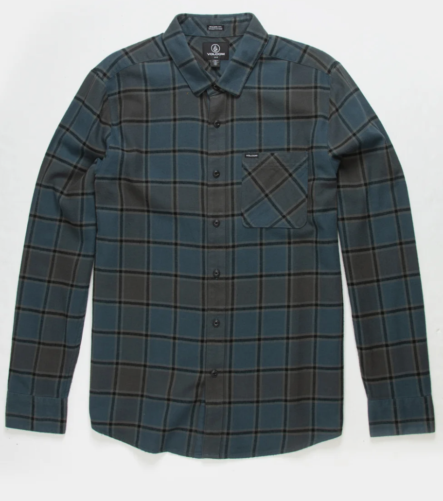 Volcom Men's Heavy Twills Long Sleeve Flannel Dark Slate, XXL