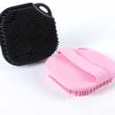 2 PC Silicone Body Scrubber, Exfoliating Shower Bath Scrubber, Soft Silicone Loofah for Sensitive Skin, Shower Hair Scalp Massager, Easy to Clean, Lather Well Black&Pink