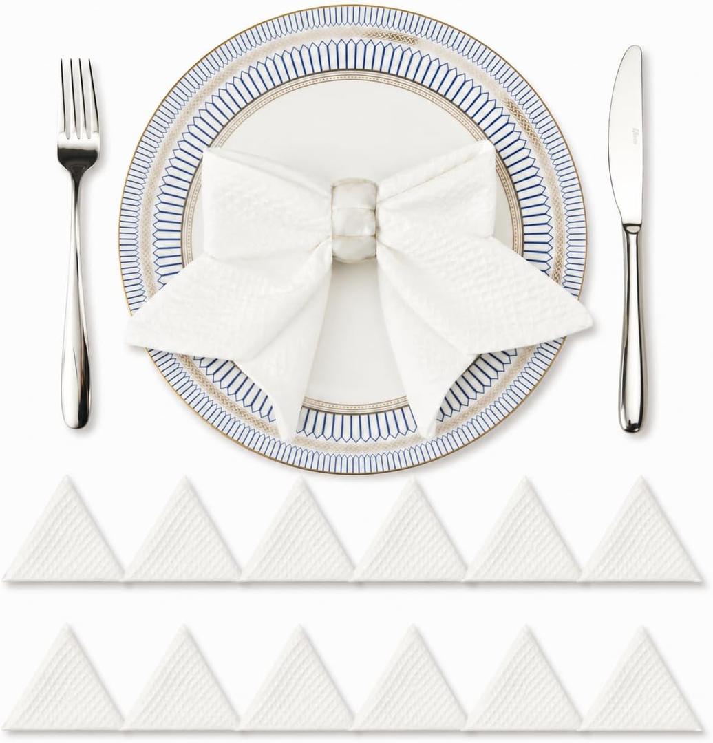 Viraelive White Cotton Cloth Napkins Set of 12, 17"x17"
