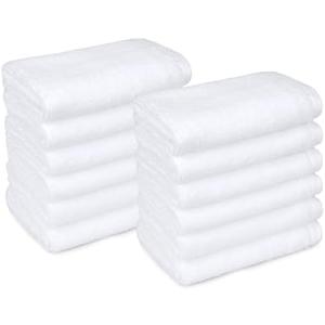 Amazon Basics Cotton Washcloths, Quick-Dry, 12" x 12", 10 -Pack, White