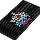 Preboun Bar Mat with Fluorescent Pattern Thick Rubber Non Slip Black Bar Spill Mats for Coffee Kitchen Restaurants Countertop Entertaining Home Service(1 Pcs,5.91 x 11.81 Inch)