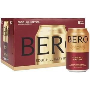 BERO Edge Hill Hazy IPA, Non-Alcoholic Craft Ale 6-Pack, Tropical & Juicy Hazy IPA, Hoppy New England-Style NA Beer by Tom Holland, Alcohol Alternative Beverage for Every Occasion, BB 04/03/25