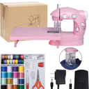 Sewing Machine for Beginners with Expansion Table and Foot Pedal and 42Pcs Sewing kit Finger Guard & Light Mini Small Portable Sewing Machines 2-Thread 2-Speed 2-Switches for Kids Ages 8-12 Peach Pink