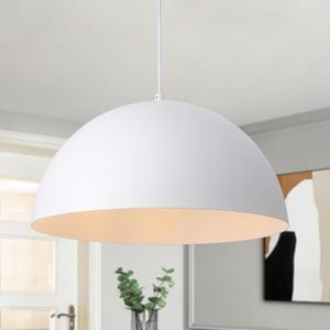 White Dome Pendant Light, 17.7 inch Large Dome Chandelier Modern Farmhouse Pendant Light for Kitchen Island Dining Room Bedroom Hallway Foyer