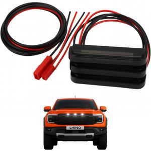 3pc White LED Front Grille Lights Compatible with 2022-2025 Ford Next-Gen Ranger Raptor Trucks, Smoked Lens, Seamlessly Integrates with AUX Switch (White, 3 LED)