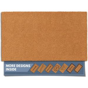 Barnyard Designs Natural Coco Coir Heavy Duty Backing Doormat - Large Cute Non-Slip Front Door Welcome Mat for Outside Entrance or Porch Entry, Brown (17x30, Plain Brown)