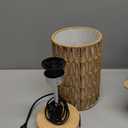 Boho Table Lamp for Bedroom with Bulb, Small Touch Control Table Lamp for Living Room with Rattan & Linen Shade, 3 Way Dimmable Bedside Lamp for Nightstand with USB Charging Port & Phone Stand (Faux wood)