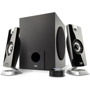 Cyber Acoustics CA-3090 2.1 Speaker System with Subwoofer with 18W of Power Easy Setup and Convenient Controls, Great for Music, Movies, and Gaming, Bl