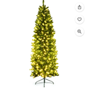 7Ft Pre-lit Artificial Pencil Christmas Tree Hinged Fir PVC Tree with 350 LED Lights