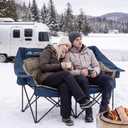 Heated Double Camping Chairs with 3 Levels Adjustable Temperature, Grey