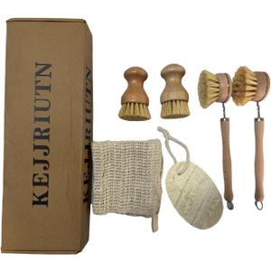 8 Pieces Dish Brush Set, Kitchen Cleaning Set,with Pot Brushes and Cleaning Cloths, Wooden Handle Scrubbers for Kitchen Cleaning Dishes, Pans, Bottles, Pots, Vegetables