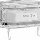 Soap Holder with Hooks, Rotating 1-Layer Soap Holder with Self Draining, Wall Mounted No Drilling Soap Dish for Shower, Kitchen, Bathroom