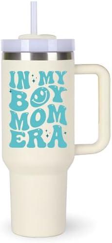 Boy Mom Cup Tumblers Gifts.40oz In My Boy Mom Era Tumbler with Handle.40oz Birthday Christmas Mothers Day Gifts for boy mom.
