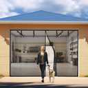 Garage Door Screen: 10x8FT Garage Screen Door Reinforced Magnetic Closure Garage Screen, Heavy Duty Weighted Bottom Garage Net Screen with 4 Strapping Tapes, Hands Free, Easy Assembly (Black)