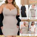 Shapewear Slip Dress for Women Under Dress Seamless Tummy Control Slip Dress Plus Size Smoothing Cami Dress Slips (XXXL)
