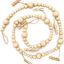 UOIENRT Wooden Beaded Garland with Clothespins, Farmhouse Hanging Garland Boho Style Photo Display for Classroom, Dormitory Decoration, Hanging Cards (4Ft)